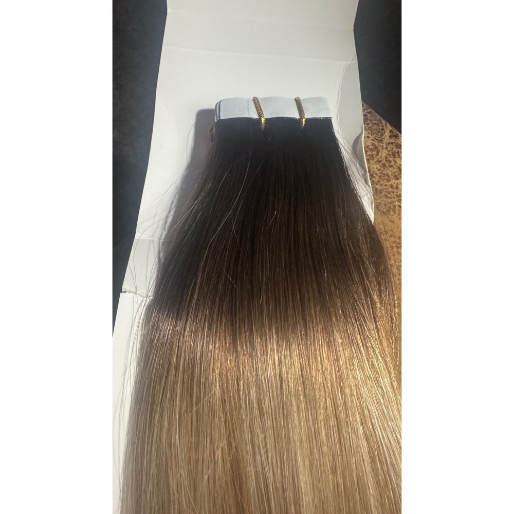 20 Inch Tape In Hair Extensions Ombre Dark Brown to Ash Blonde 50g 20pcs TP3824 - Picture 3 of 10